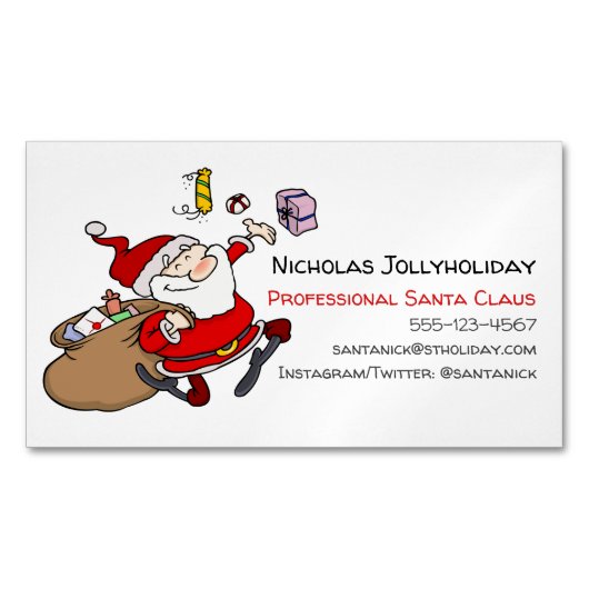 Professionele Kerstman Grappige Informele Cartoon Magnetisch Visitekaartje (Voorkant)