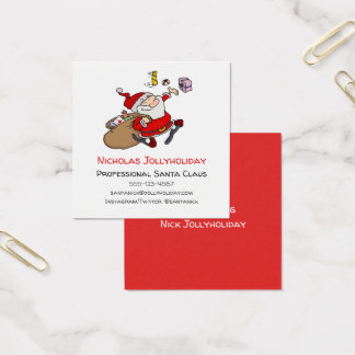 Professionele Kerstman Grappige Informele Cartoon Vierkante Visitekaartjes