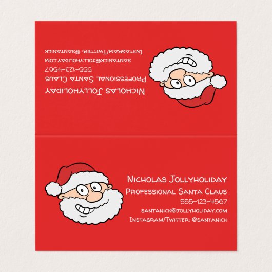 Professionele Kerstman Grappige Informele Cartoon Visitekaartje (Buitenkant ongevouwen)