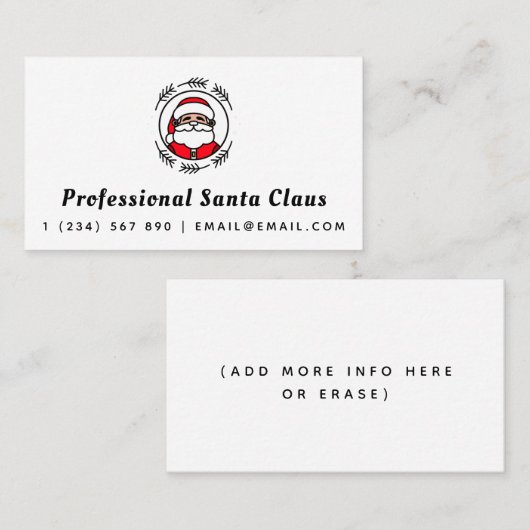 Professionele Kerstman Kerstthema Klassieker Visitekaartje (Voorkant / Achterkant)