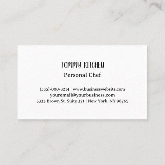 Professionele keuken- en keukengroenten visitekaartje (Achterkant)