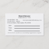 Professionele keukenlessen voor chef-kok-voedselfo visitekaartje (Achterkant)