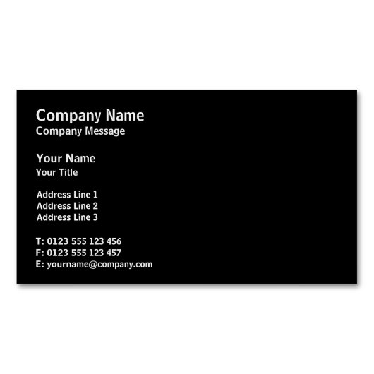 Professionele Klassieke | Duidelijke Zwarte Magnetisch Visitekaartje (Voorkant)