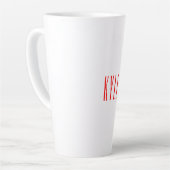 Professionele klassieke handschrijfnaam rood wit latte mok (Linkerhoek)