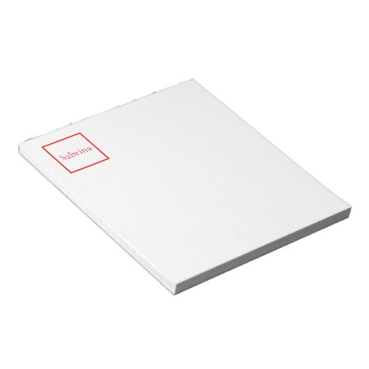 Professionele klassieke naam, rood wit notitieblok (Schuin)