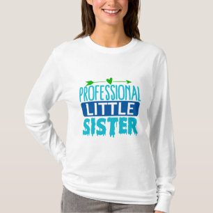 Professionele kleine zus blauwe verf druppel t-shirt