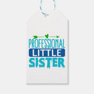 Professionele kleine zuster Blue Paint Drip Cadeaulabel