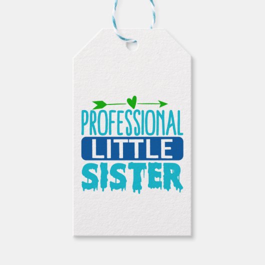 Professionele kleine zuster Blue Paint Drip Cadeaulabel (Voorkant)