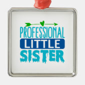 Professionele kleine zuster Blue Paint Drip Metalen Ornament (Voorkant)