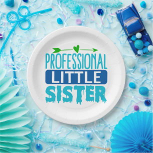 Professionele kleine zuster Blue Paint Drip Papieren Bordje