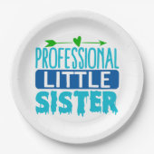 Professionele kleine zuster Blue Paint Drip Papieren Bordje (Voorkant)