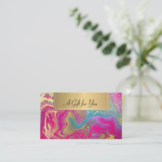 Professionele kleurrijke marmer Gold Confetti Kortingskaartje (Staand voorkant)