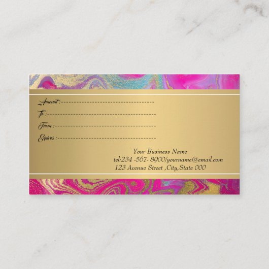 Professionele kleurrijke marmer Gold Confetti Kortingskaartje (Achterkant)