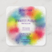Professionele kleurrijke moderne, elegante Sjabloo Vierkante Visitekaartje (Achterkant)