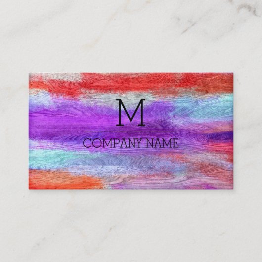 Professionele kleurrijke moderne houten monogram # visitekaartje (Voorkant)