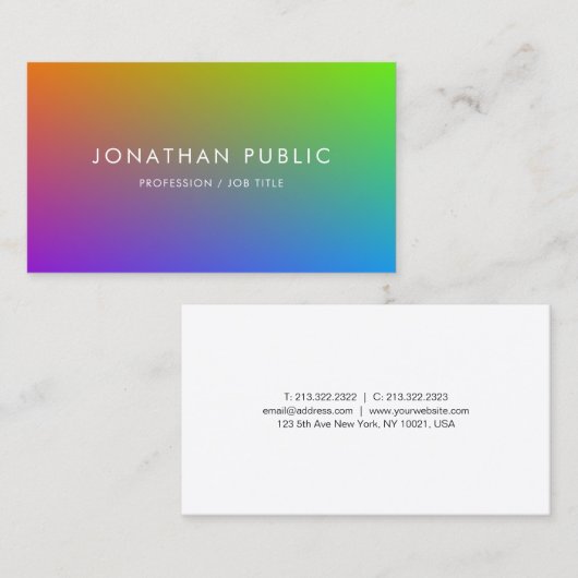 Professionele Kleurrijke Moderne Minimalistische E Visitekaartje (Voorkant / Achterkant)