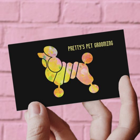 Professionele Kleurrijke Poedel Pet Grooming Servi Visitekaartje