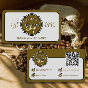 Professionele koffieshop gepersonaliseerd logo visitekaartje