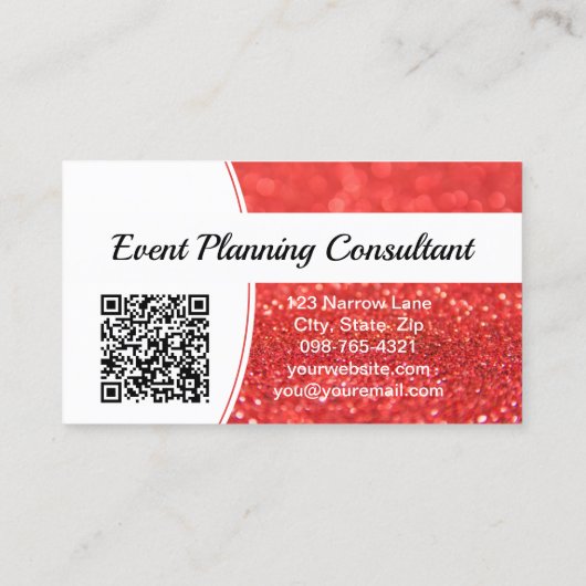 Professionele Koraal Glitter Custom Foto QR Visitekaartje (Achterkant)