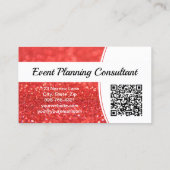 Professionele Koraal Glitter Custom Foto QR Visitekaartje (Achterkant)