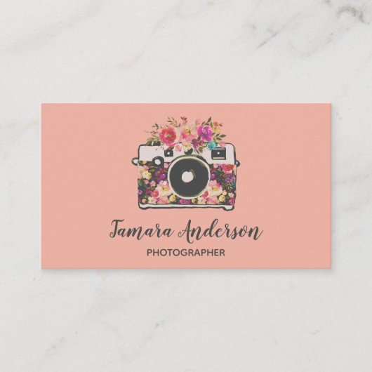 Professionele koraalcamera Fotograaf Roze Visitekaartje (Voorkant)