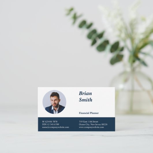 Professionele KR-code Financieel Planner Blauw Visitekaartje (Staand voorkant)