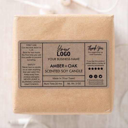 Professionele kraft Soy Candle Labels (Insitu)