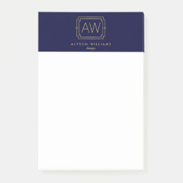 Professionele  kunst Deco Elegant Navy/Gold Post-it® Notes