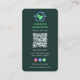 Professionele Landscaping Lawn Care Logo QR Code Visitekaartje