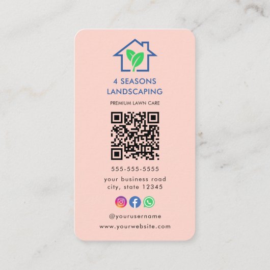 Professionele Landscaping Lawn Care Logo QR Code Visitekaartje (Achterkant)