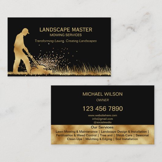 Professionele Landschap Gazon Care Mowing Tuiniere Visitekaartje (Voorkant / Achterkant)
