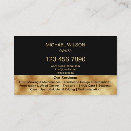 Professionele Landschap Gazon Care Mowing Tuiniere Visitekaartje (Achterkant)