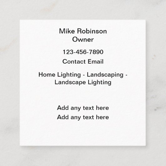 Professionele landschapsarchitectuur en thuisverli vierkante visitekaartje (Achterkant)
