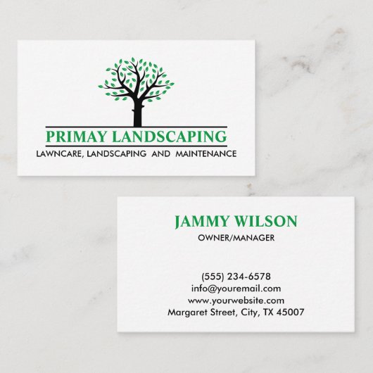 Professionele landschapsarchitectuur maaien gazon  visitekaartje (Voorkant / Achterkant)