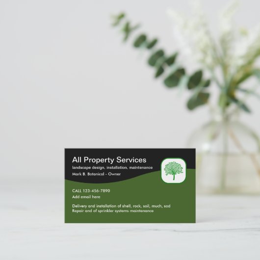 Professionele landschapsarchitectuur visitekaartje (Staand voorkant)