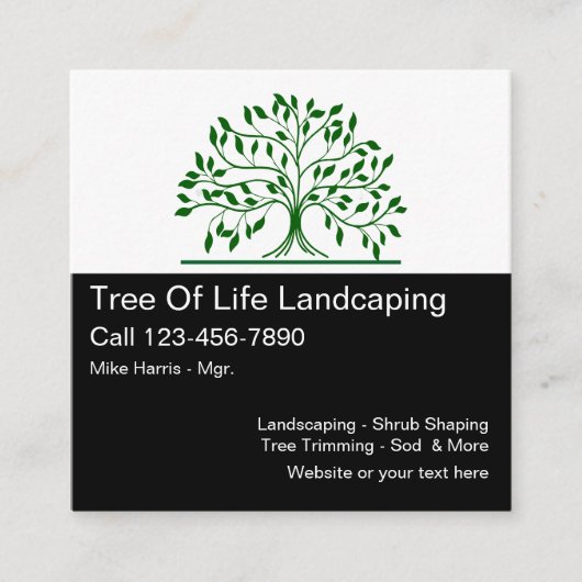 Professionele landschapsontwerp-Sjabloon Vierkante Visitekaartje (Voorkant)