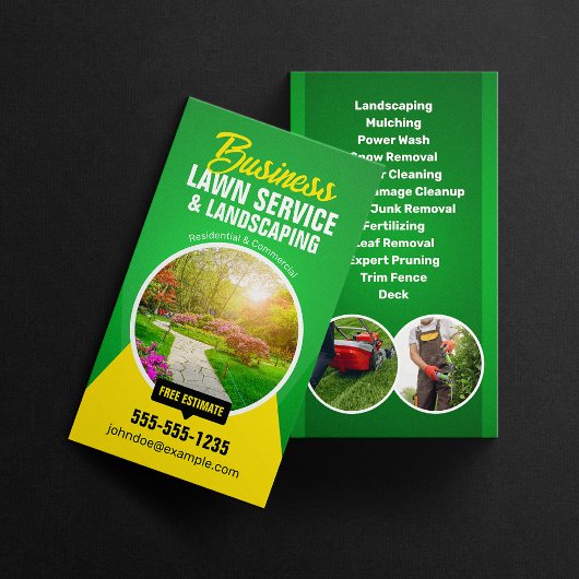 Professionele Lawn Care Landscaping Groen Geel Visitekaartje