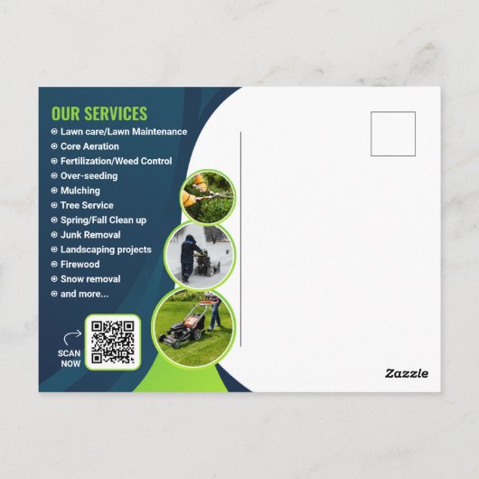 Professionele Lawn Care Landscaping Tuinieren Boom Briefkaart (Achterkant)