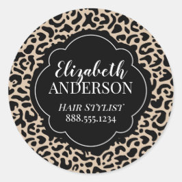 Professionele Leopard Print Hair Stylist Ronde Sticker