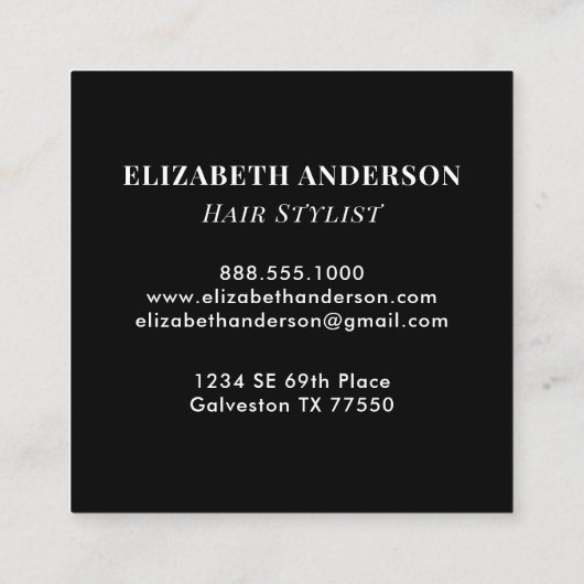 Professionele Leopard Print Hair Stylist Vierkante Visitekaartje (Achterkant)
