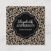 Professionele Leopard Print Hair Stylist Vierkante Visitekaartje (Voorkant)