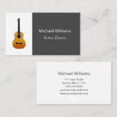 Professionele leraar Gitaar Muziek Lessen Grijs Visitekaartje (Voorkant / Achterkant)