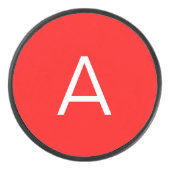 Professionele letter van het rode monogram initiaa hockey puck (Voorkant)