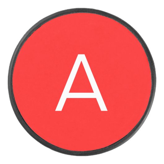 Professionele letter van het rode monogram initiaa hockey puck (Voorkant)