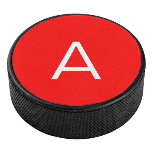 Professionele letter van het rode monogram initiaa hockey puck (3/4)