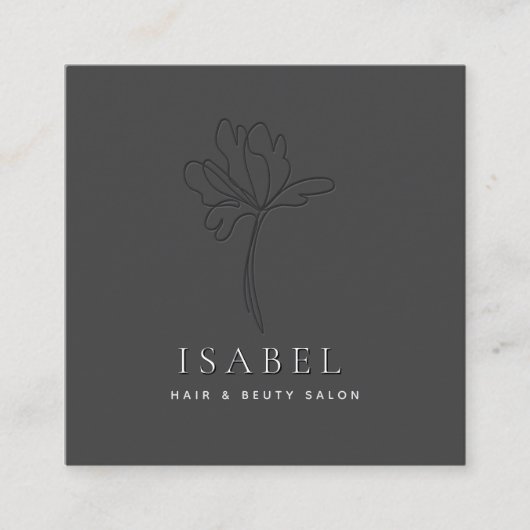 Professionele letterpress abstracte bloemenQr-code Vierkante Visitekaartje (Voorkant)