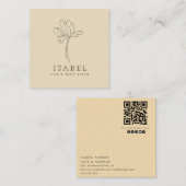 Professionele letterpress abstracte bloemenQr-code Vierkante Visitekaartje (Voorkant / Achterkant)
