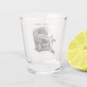 Professionele ligstoel zwart wit inkt gepersonalis shot glas (Achterkant)