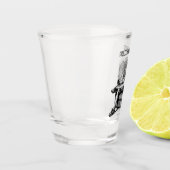 Professionele ligstoel zwart wit inkt gepersonalis shot glas (Links)