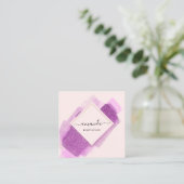 Professionele Lijst Beauty Make-up Logo Paarse Roz Vierkante Visitekaartje (Staand voorkant)